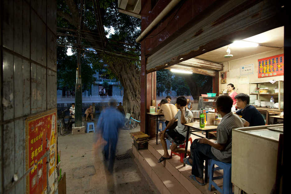 Open restaurant at a small water village in Tianhe district