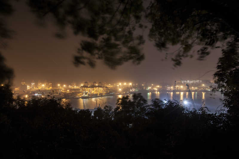 Port of Shekou at night in Shenzhen