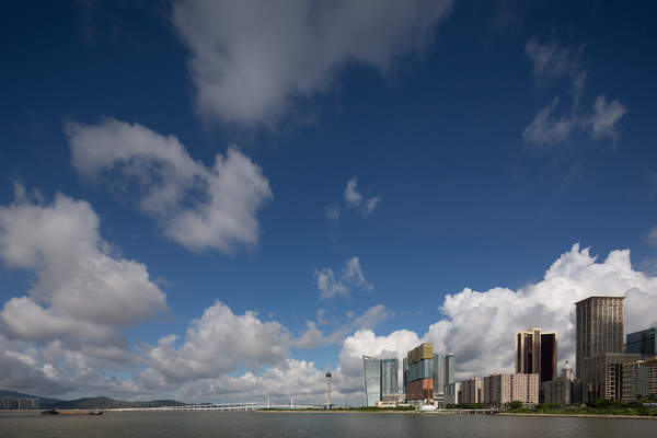 The Macau peninsula and Taipa island are seen along the Pearl River Delta in south China.