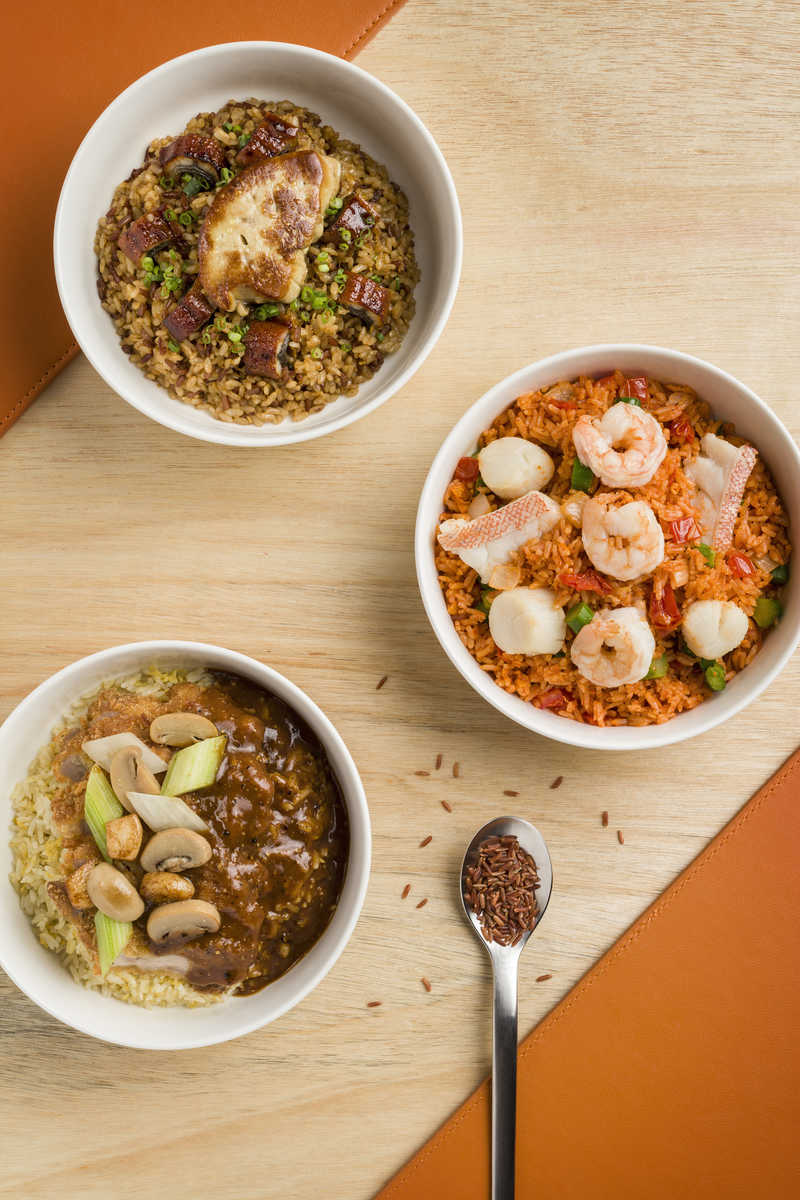 Three types of fried rice.