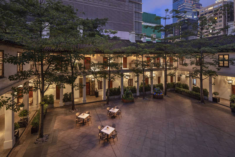 Evening view of Heritage 1881 courtyard