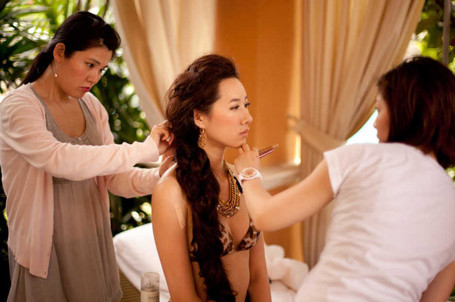 Korean model Vivian Ju (정민정) at a bikini fashion photo shoot, Four Seasons Macau