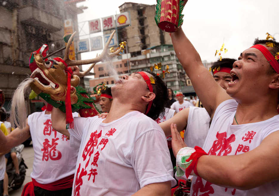 The Drunken Dragon festival blocks some streets with it's antics