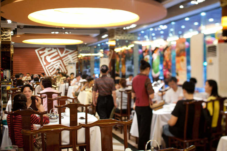 interior of SHAN DONG LAO JIA Shandong Chinese restaurant in Guangzhou, China