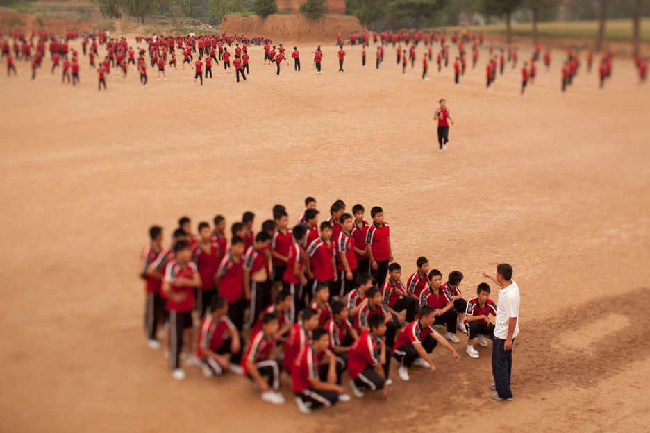 Kung fu students training at Shaolin Si in Dengfeng, Henan province, China