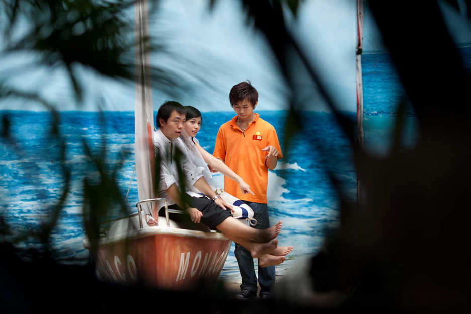 A couple is photographed at The Wedding of the Century in Guangzhou, China