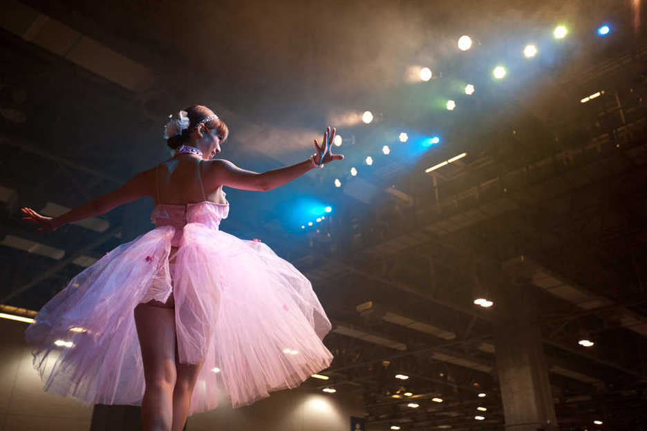 A Japanese cabaret show performer at the Asia Adult Expo