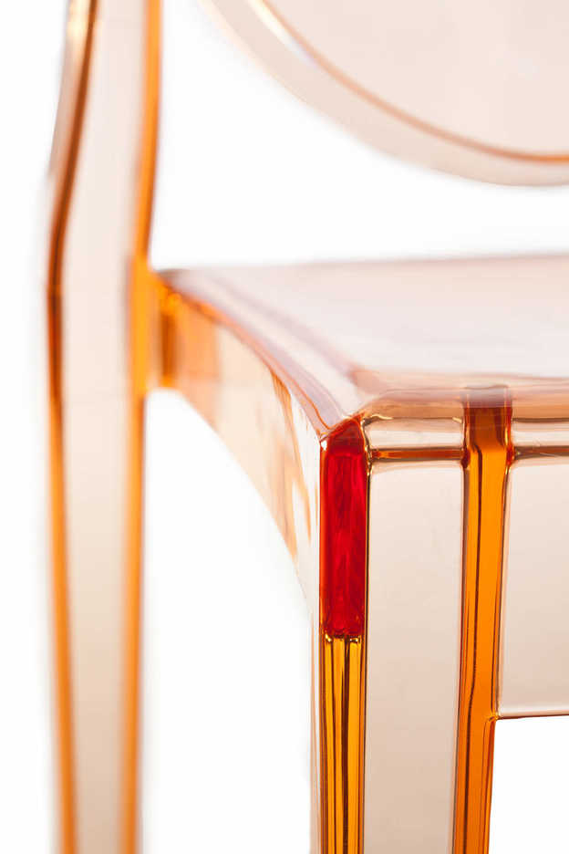 A plastic chair seat photographed at a factory in Guangzhou, China