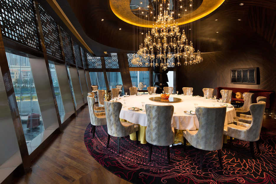 Private dining room interior at the Jade Dragon restaurant in Macau.
