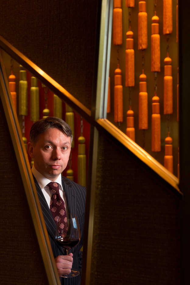 Benjamin Barraclough, wine director at Wynn Macau, poses at the Golden Flower restaurant