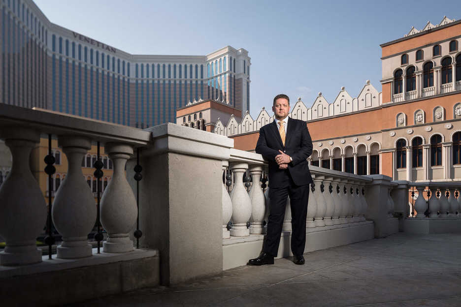 Ciaran Carruthers poses at the Venetian Macau casino resort.