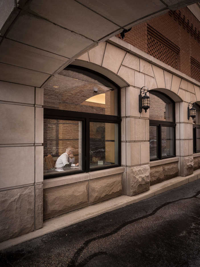 A man works in a bank in Chicago