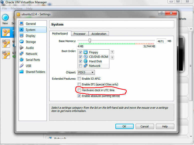 virtualbox windows host linux guest time setting screenshot
