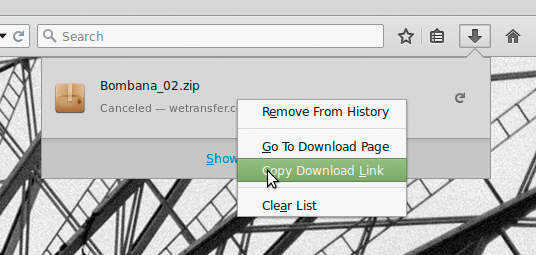 Copy WeTransfer download link