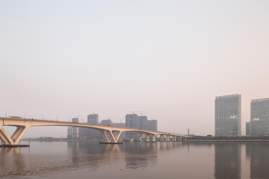 Pazhou bridge and development in Guangzhou, China.